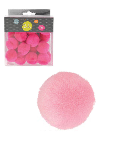 Set of 25 small pompoms 3cm Pink