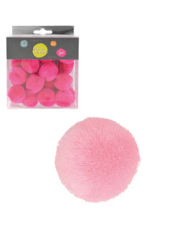 Set of 25 small pompoms 3cm Pink