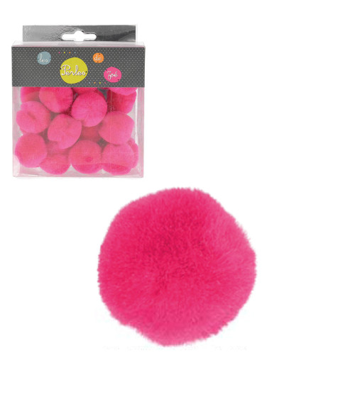 Set of 25 small pompoms 3cm Fuchsia