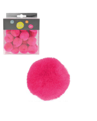 Set of 25 small pompoms 3cm Fuchsia
