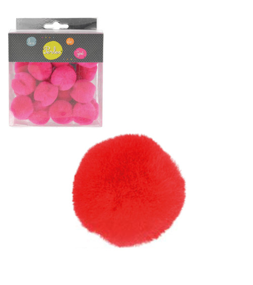 Set of 25 small pompoms 3cm Red