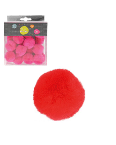 Set of 25 small pompoms 3cm Red