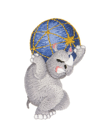 Animal iron-on patch rhinoceros statue 5.5cm x 2.5cm