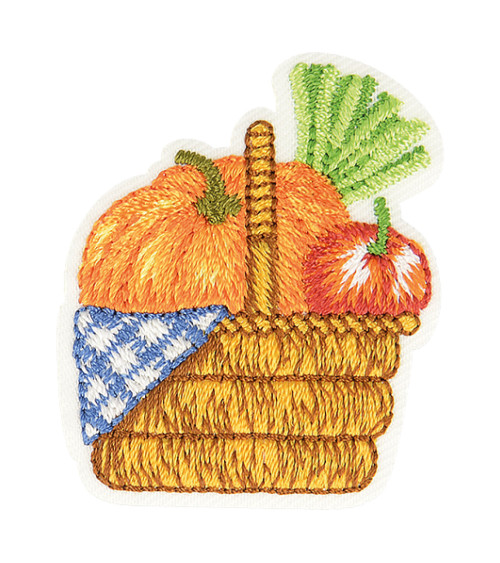 Ecusson thermocollant d'automne panier courge 4cm x 3cm