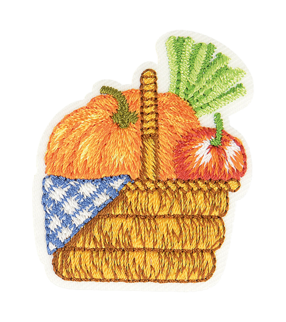 Autumn iron-on patch squash basket 4cm x 3cm