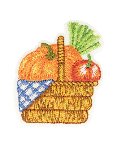 Autumn basket squash iron-on badge 4cm x 3cm