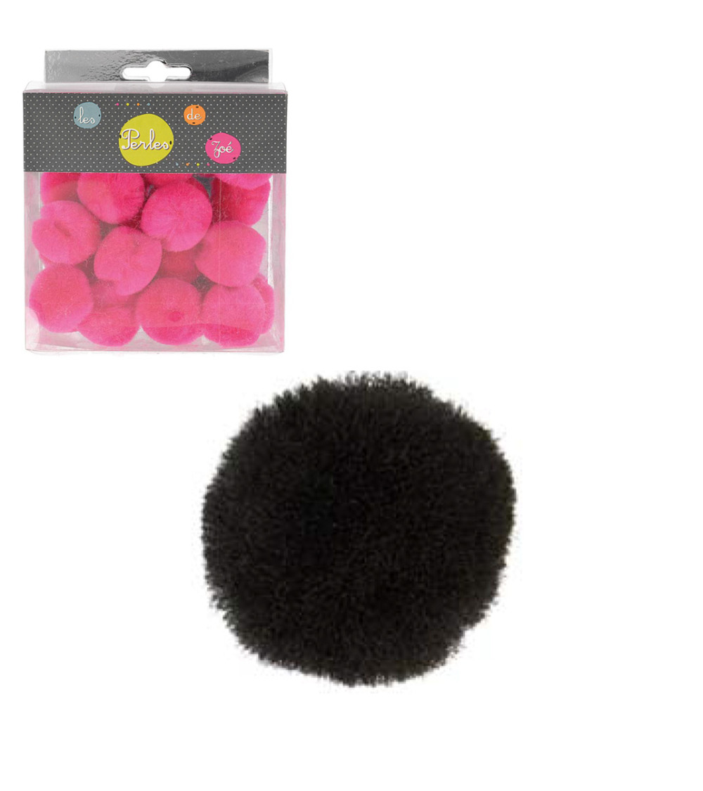 Set of 25 small pompoms 3cm Black