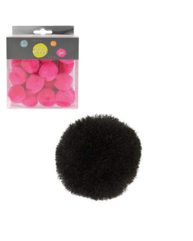 Set mit 25 kleinen Pompons 3 cm Schwarz
