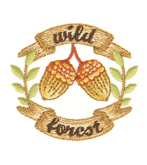 Autumn hazelnut iron-on patch 4.5cm x 4cm