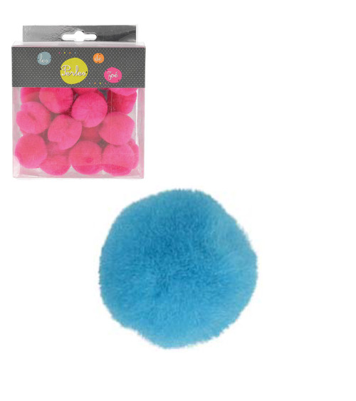 Set of 25 small pompoms 3cm Turquoise