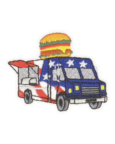 Hamburger food truck iron-on patch 4.5cm x 4cm