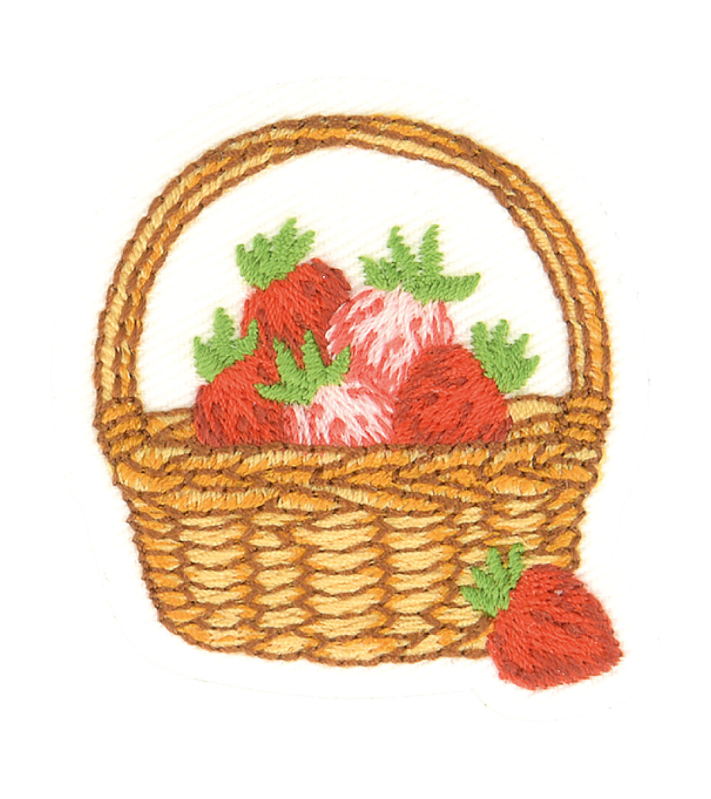 Strawberry basket farm iron-on patch 4.5cm x 4cm