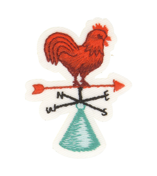 Iron-on patch the farm rooster weather vane 5.5cm x 4.5cm
