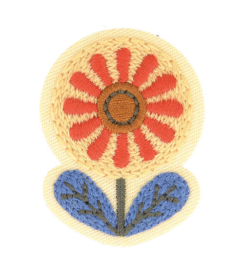 Red Nordic flower iron-on patch 4.5cm x 3.5cm