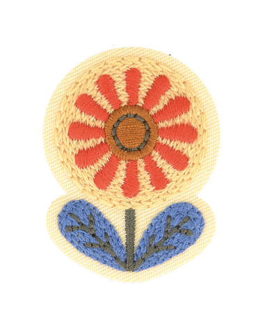 Red Nordic flower iron-on patch 4.5cm x 3.5cm