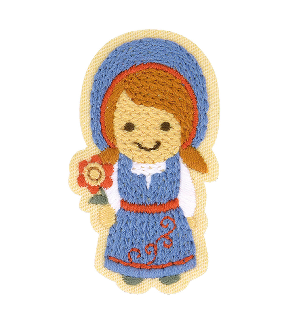 Nordic garden iron-on patch little girl 5.5cm x 3.5cm