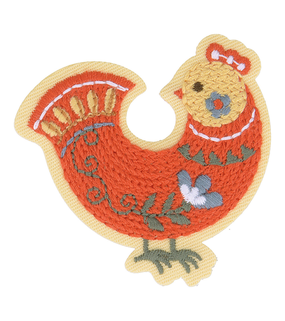 Nordic garden hen iron-on patch 5.5cm x 5cm