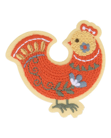 Nordic garden hen iron-on patch 5.5cm x 5cm