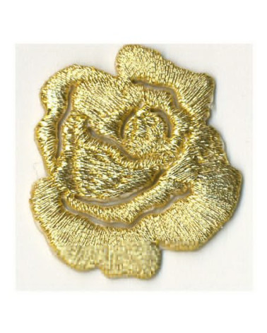 Small golden rose iron-on patch - lurex