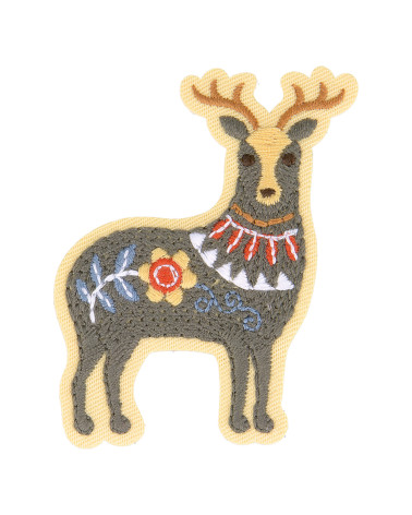 Ecusson thermocollant jardin nordique cerf 6,5cm x 4,5cm