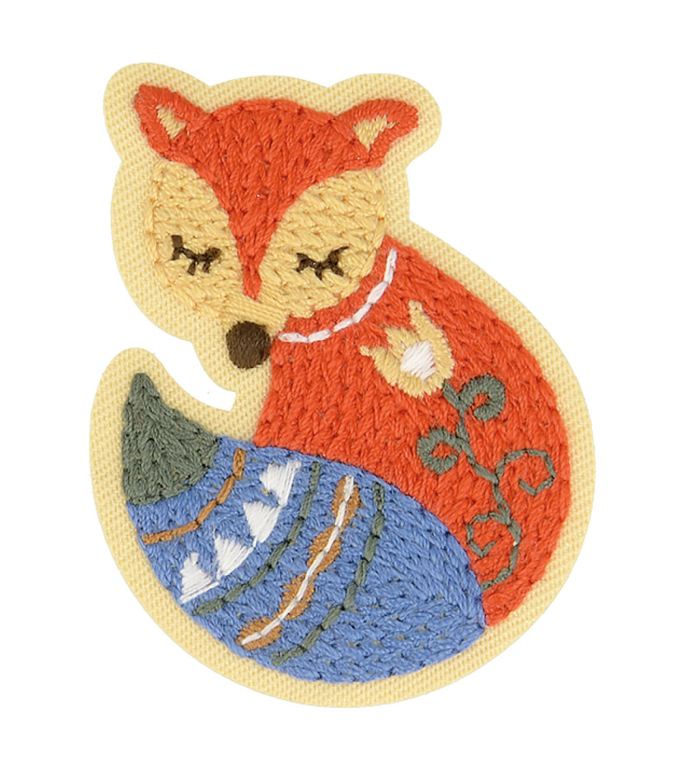 Nordic garden fox iron-on patch 5cm x 4cm