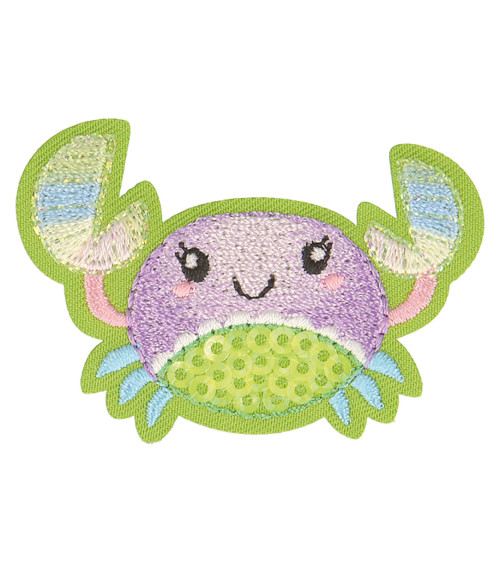 Aquatic crab iron-on patch 5cm x 2.5cm