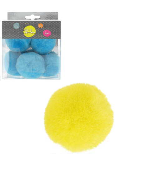 Lot de 5 petits pompons 5cm Jaune