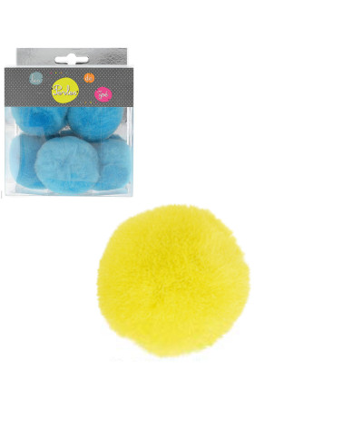 Set of 5 small pompoms 5cm Yellow