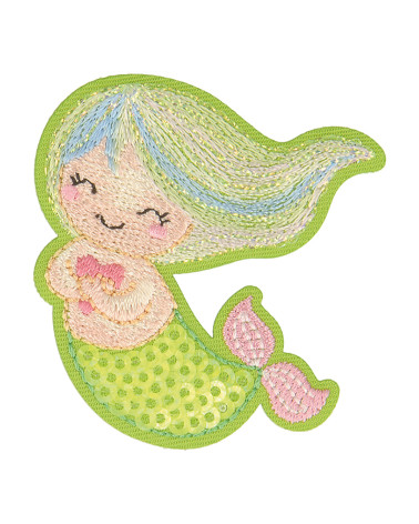 Green mermaid aquatic iron-on patch 5cm x 4.5cm