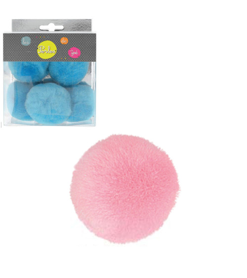 Set of 5 small pompoms 5cm Pink