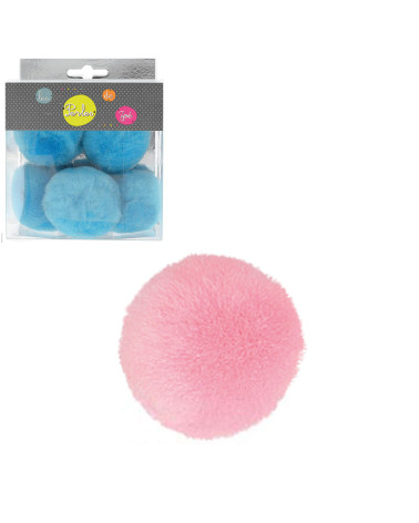 Set of 5 small pompoms 5cm Pink