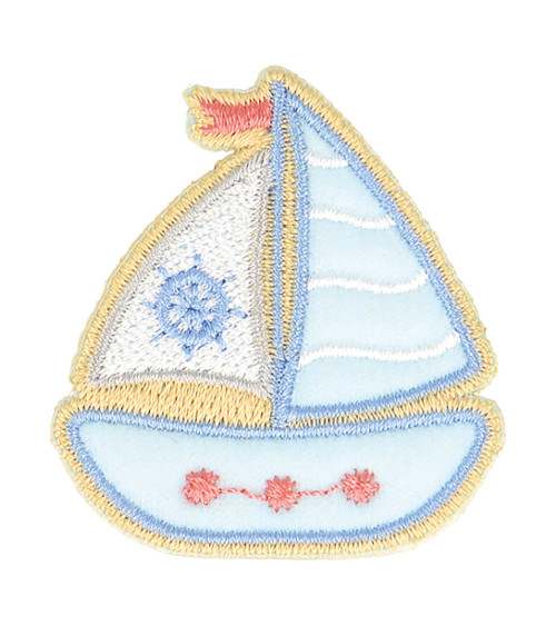 Baby iron-on patch small boat 4cm x 3.5cm