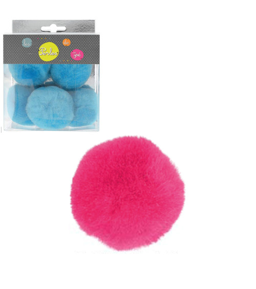 Lot de 5 petits pompons 5cm Fuchsia