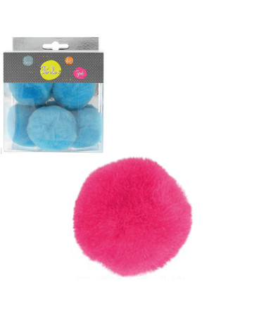 Set mit 5 kleinen Pompons 5 cm Fuchsia