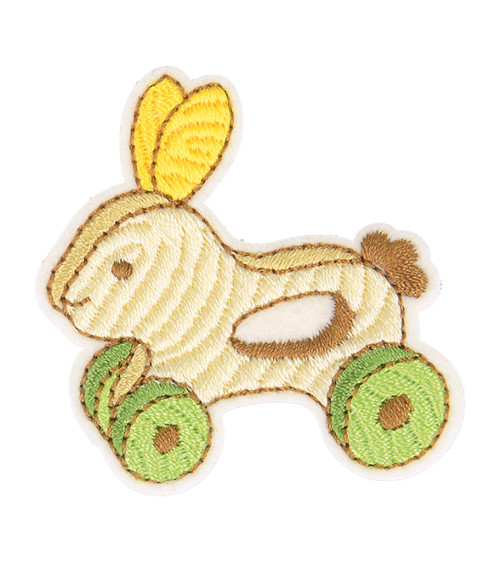 Ecusson thermocollant jouet en bois lapin 4cm x 4cm