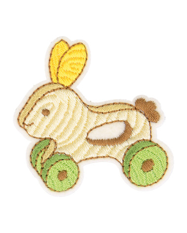 Ecusson thermocollant jouet en bois lapin 4cm x 4cm