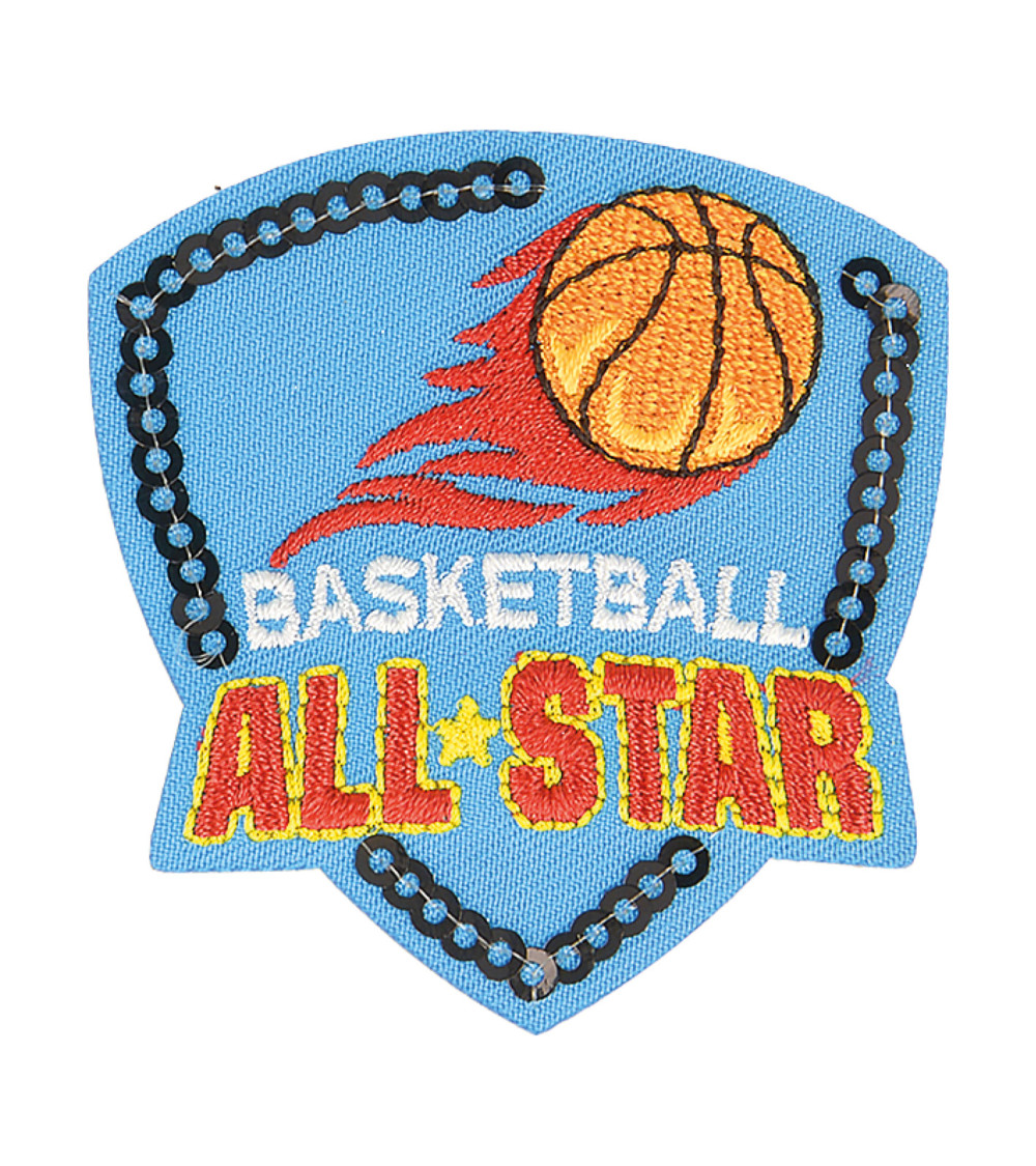 Parche termoadhesivo con escudo deportivo de baloncesto, 5,5 cm x 5 cm