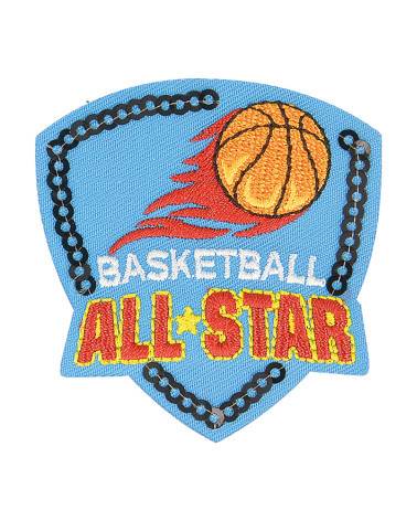 Parche termoadhesivo con escudo deportivo de baloncesto, 5,5 cm x 5 cm