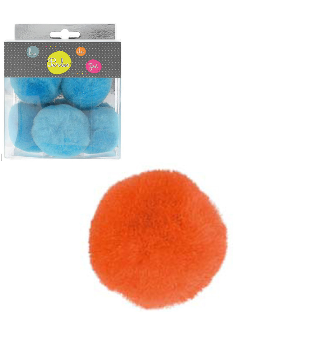 Set of 5 small pompoms 5cm Orange
