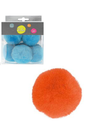 Set of 5 small pompoms 5cm Orange