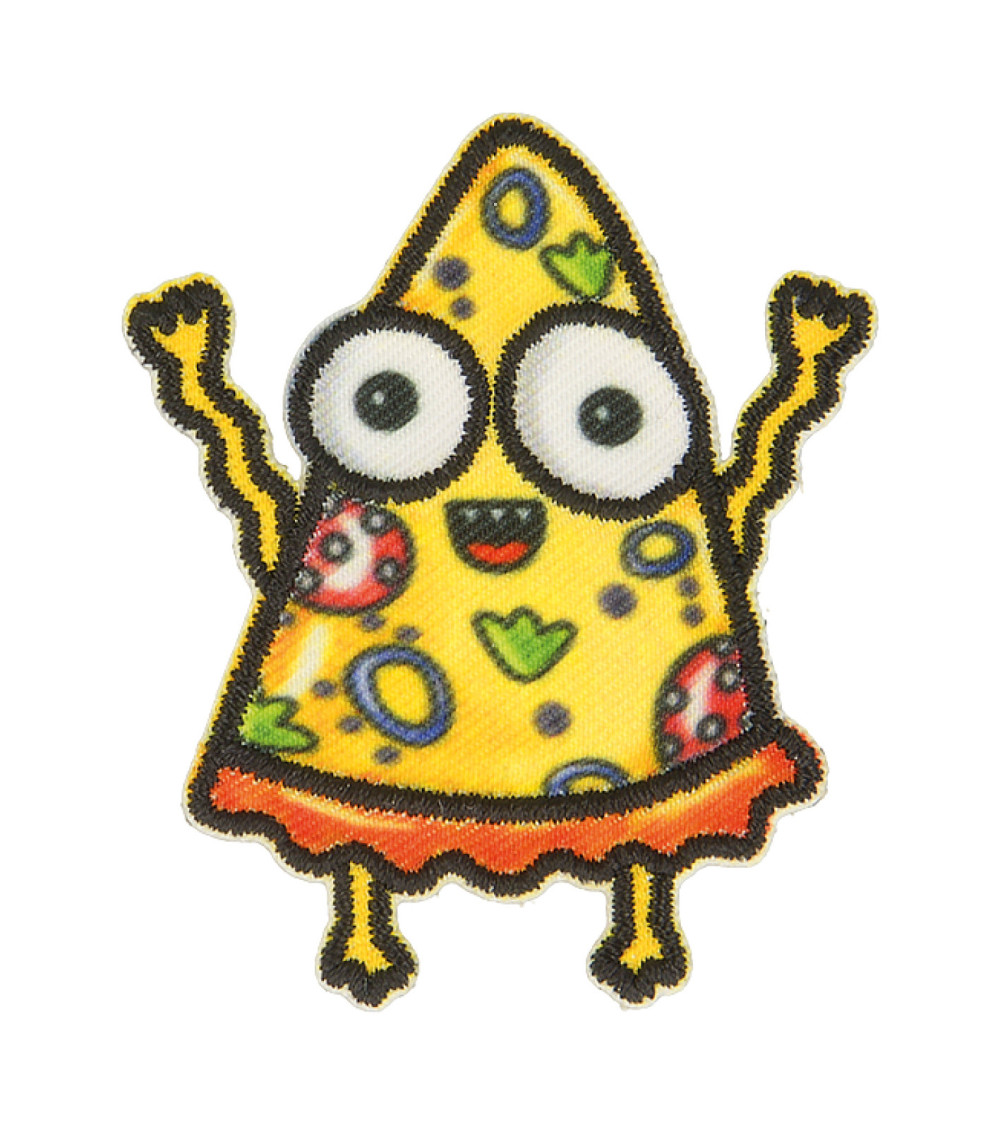 Fun pizza iron-on patch 5cm x 4cm