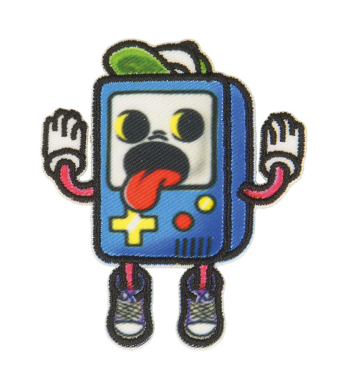 Fun iron-on patch for game console 6.5cm x 4cm