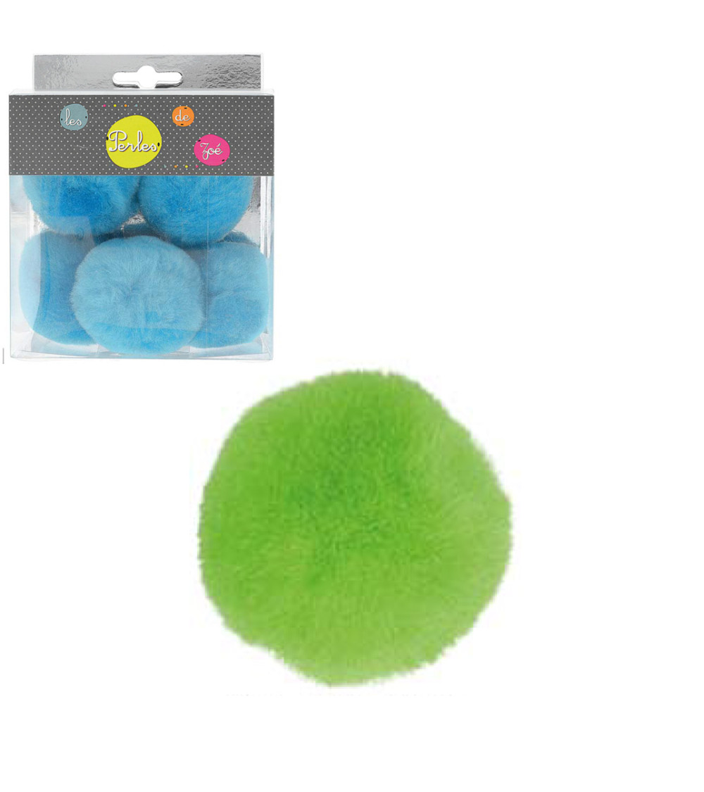 Lot de 5 petits pompons 5cm Vert