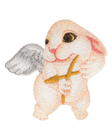 Lot de 3 écussons thermocollants animaux statue lapin 4,5cm x 4,5cm