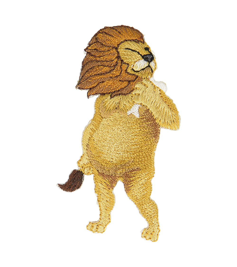 Set of 3 iron-on animal patches lion statue 6cm x 3cm