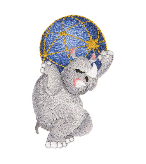 Set of 3 iron-on animal patches rhinoceros statue 5.5cm x 2.5cm