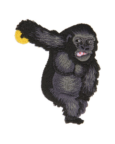 Set mit 3 Tieraufnähern zum Aufbügeln, Gorilla-Statue, 5 cm x 4 cm