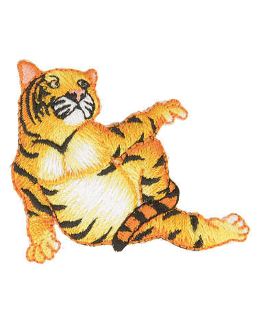 Set of 3 iron-on animal patches tiger statue 5cm x 4cm