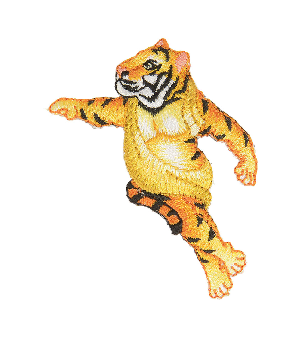 Set of 3 iron-on animal patches tiger statue 6.5cm x 5cm