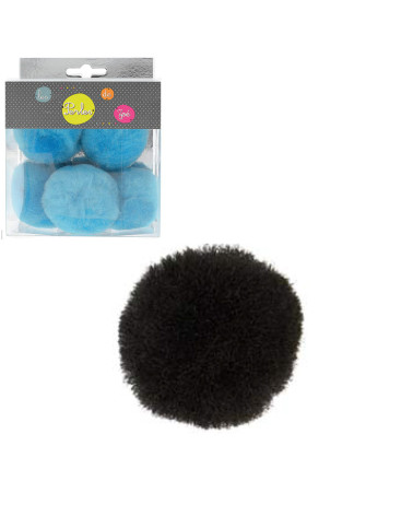 Lot de 5 petits pompons 5cm Noir